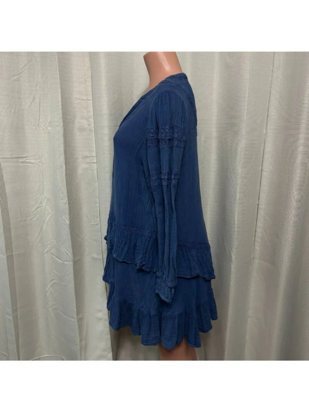Free People Sachi Mini Dress Women's Size S Ruffled Big Dipper Denim Blue NWT